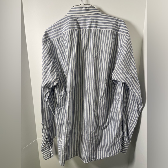 Burberrys of London Mens Medium Blue/White Striped Button Down Shirt - Picture 6 of 10